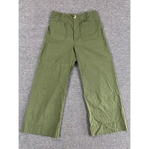 Maeve Anthropologie Pants Womens 30 Green The Colette Wide Leg Cropped Twill